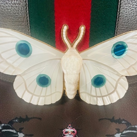 Gucci Brown Calfskin & Shell Butterfly Calfskin Shoulder Bag - RARE!!!! - Picture 9 of 16